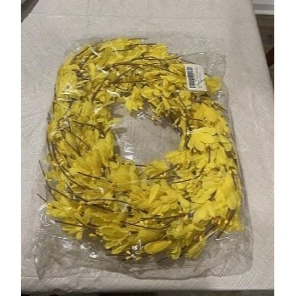 New 20inch Artificial Forsythia Flower Wreath Spring Summer Fall Wreath Silk - Picture 2 of 2